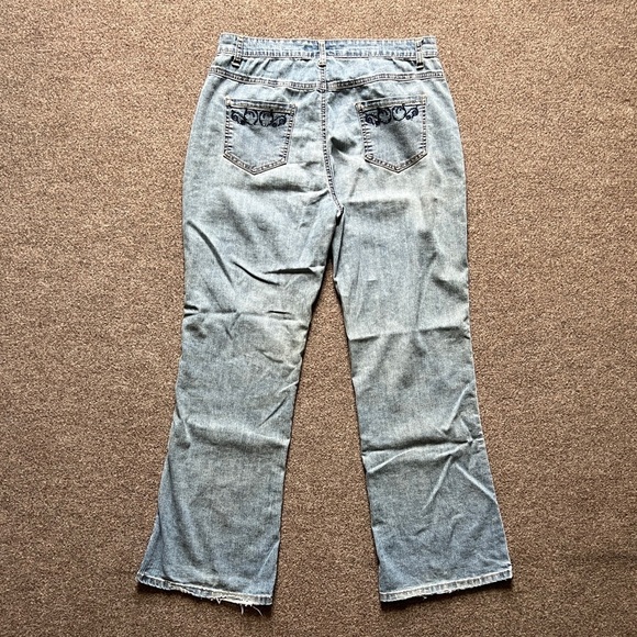 Vintage COS Jeans Blue Light Wash Flared Denim Rhinestone Embroidered Size 10 - Picture 8 of 16